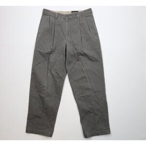 Vintage 90s Eddie Bauer Mens 32x30 Faded Relaxed Fit Wide Leg Chino Pants Green